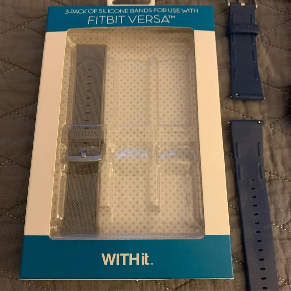 3-pack of Silicone Bands For Use With Fitbit Versa.